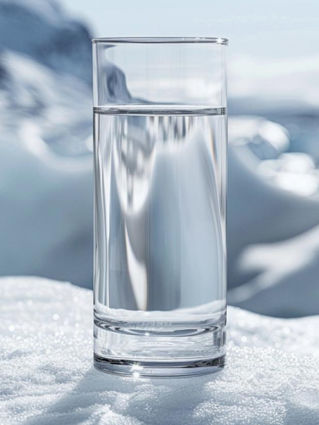 Structured water from glacier melt A glass of structured water in its natural setting